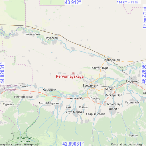 Pervomayskaya on map