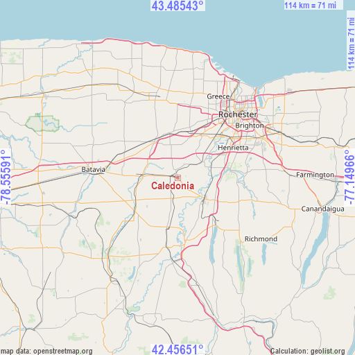 Caledonia on map