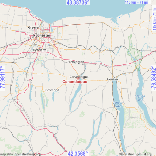 Canandaigua on map