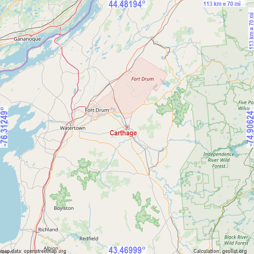 Carthage on map