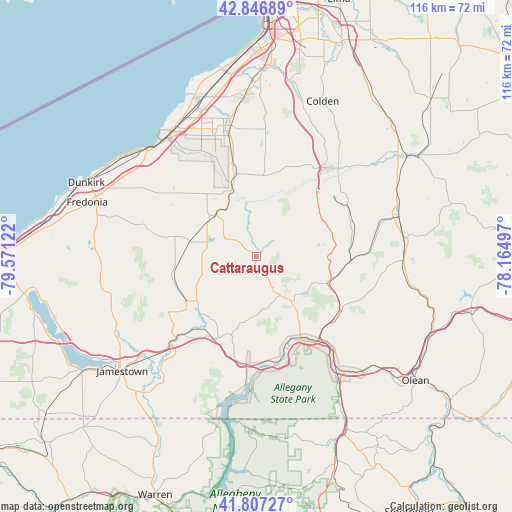 Cattaraugus on map