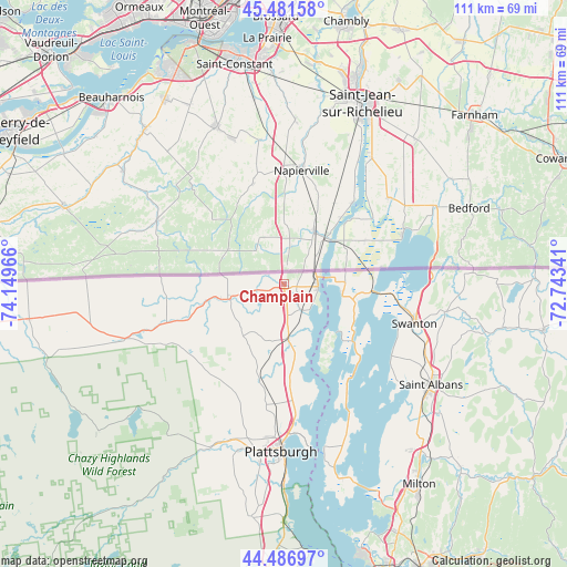 Champlain on map