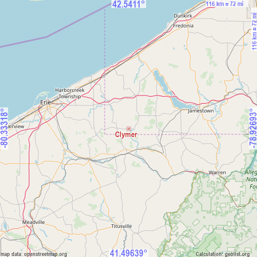 Clymer on map