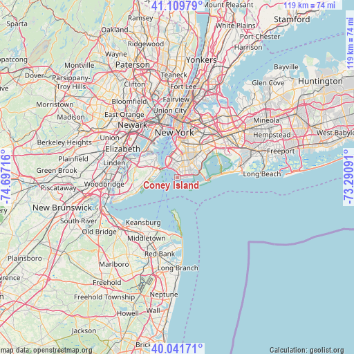 Coney Island on map