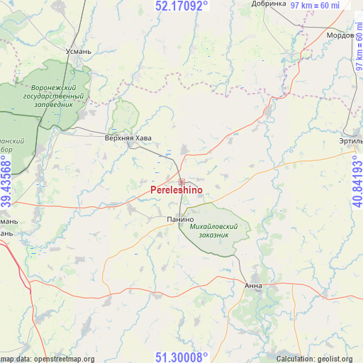 Pereleshino on map