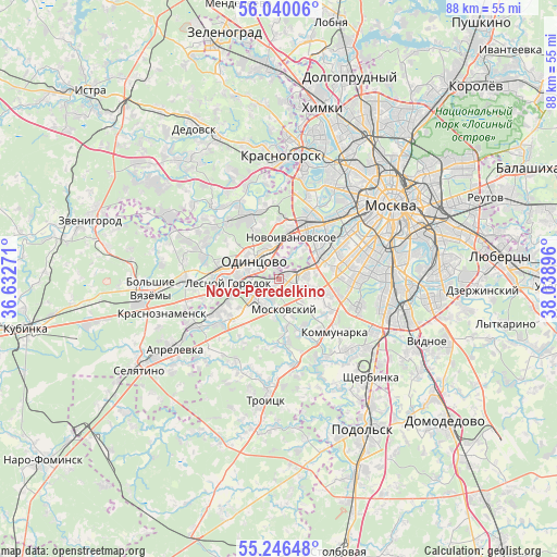 Novo-Peredelkino on map