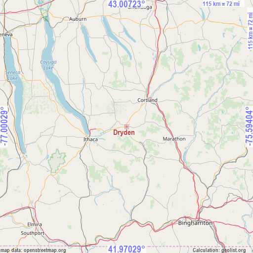 Dryden on map