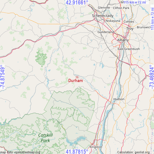 Durham on map