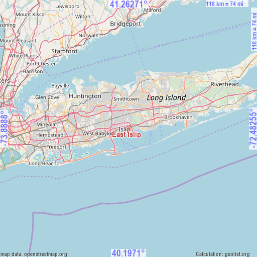 East Islip on map