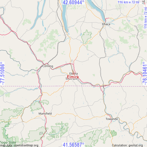Elmira on map