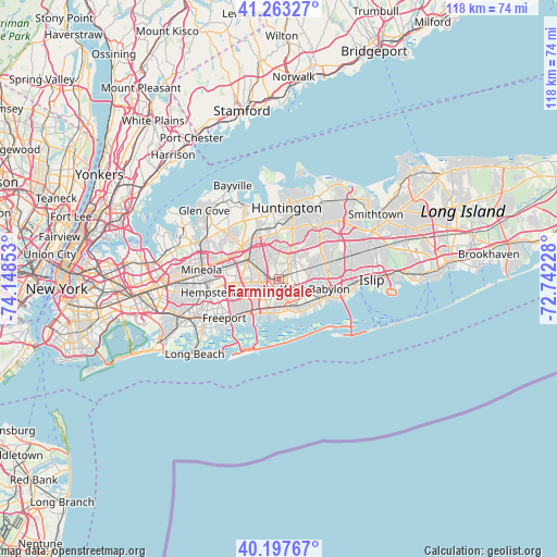 Farmingdale on map