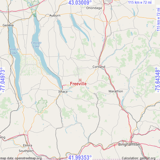 Freeville on map