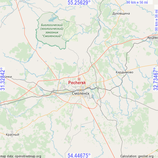 Pechersk on map