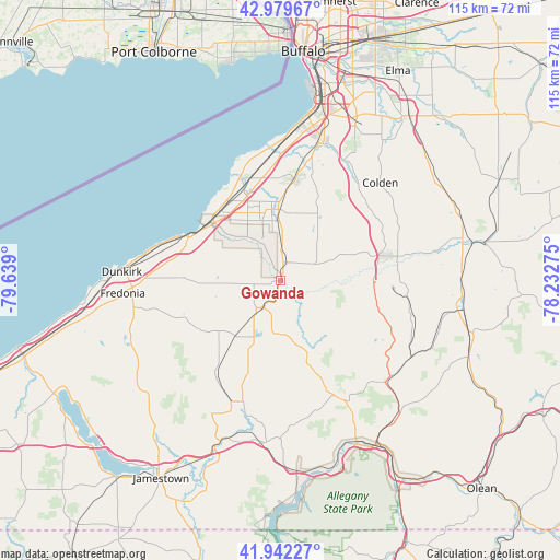 Gowanda on map