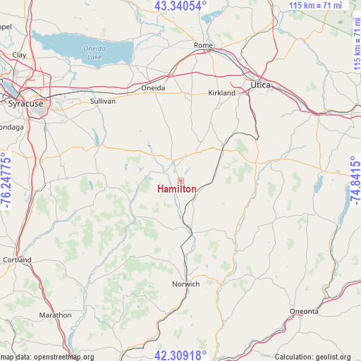 Hamilton on map