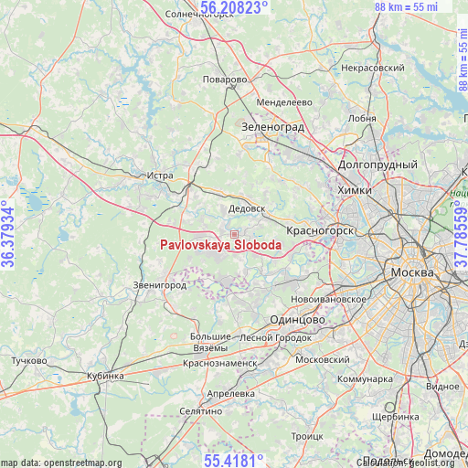Pavlovskaya Sloboda on map