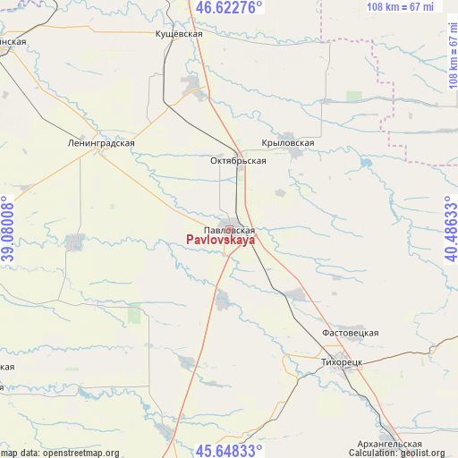 Pavlovskaya on map