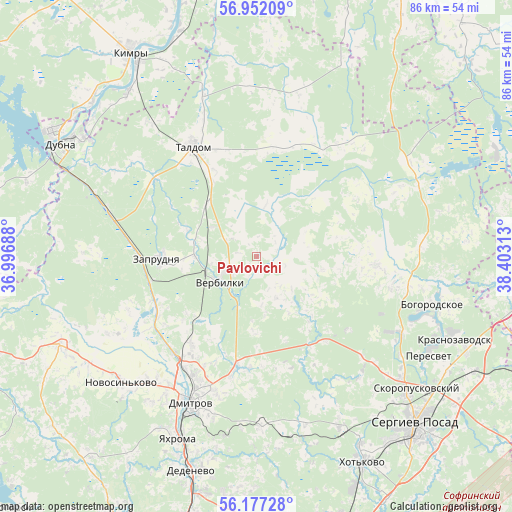 Pavlovichi on map