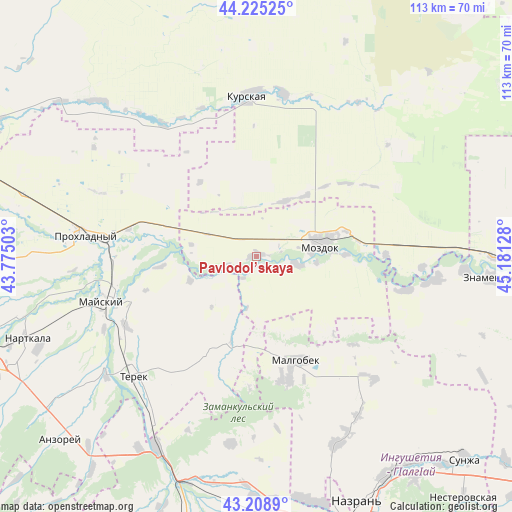 Pavlodol’skaya on map