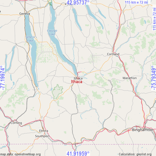 Ithaca on map