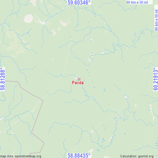 Pavda on map