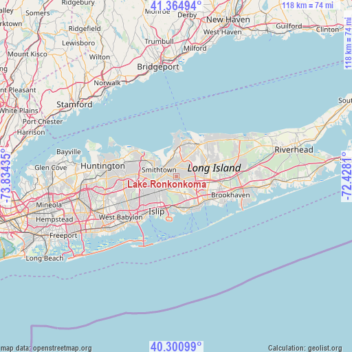 Lake Ronkonkoma on map