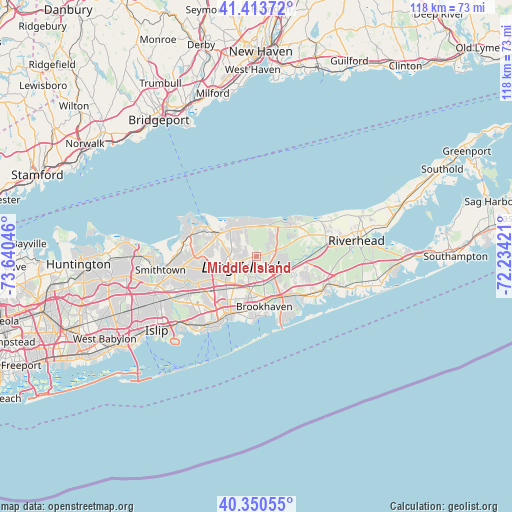 Middle Island on map