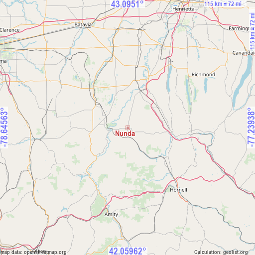 Nunda on map