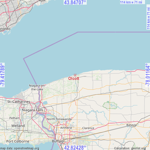 Olcott on map