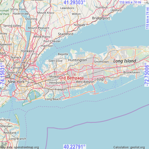 Old Bethpage on map