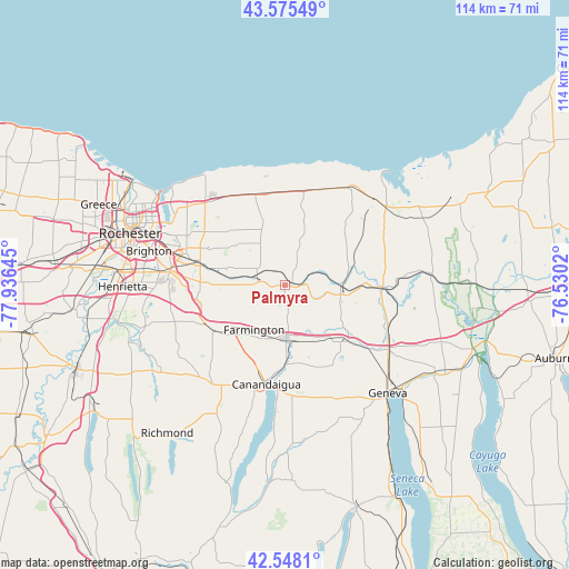 Palmyra on map