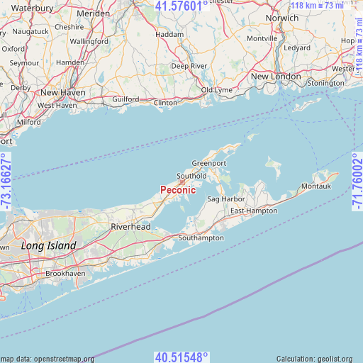 Peconic on map