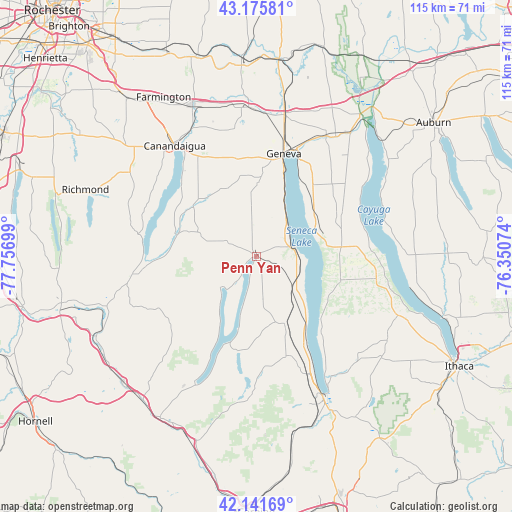 Penn Yan on map