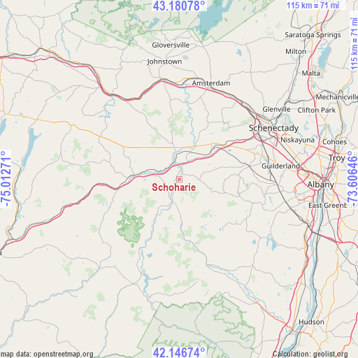 Schoharie on map