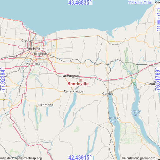 Shortsville on map