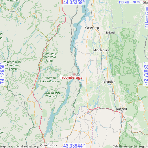 Ticonderoga on map