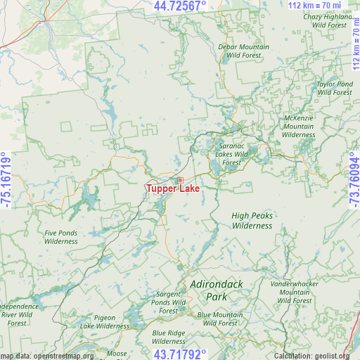 Tupper Lake on map