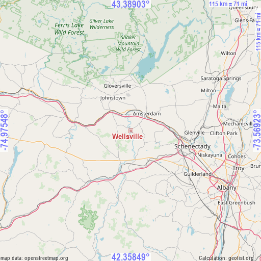 Wellsville on map