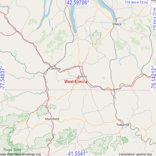 West Elmira on map