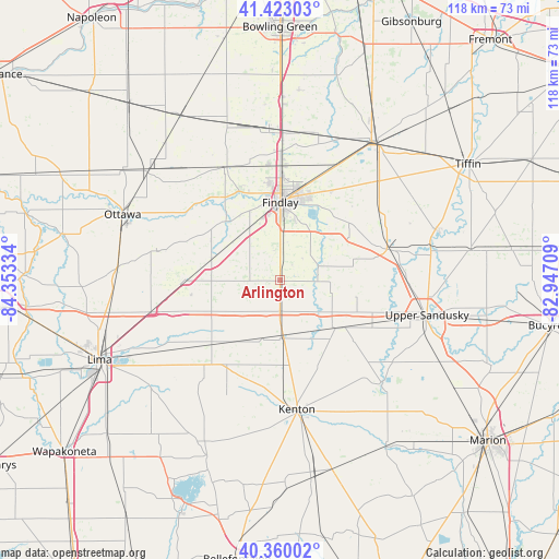 Arlington on map
