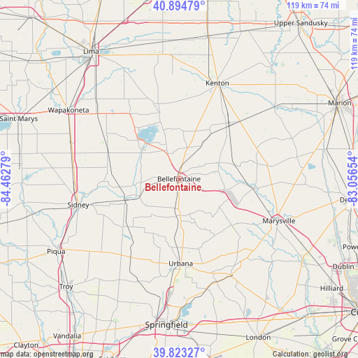 Bellefontaine on map