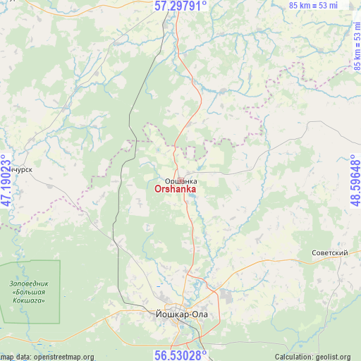 Orshanka on map