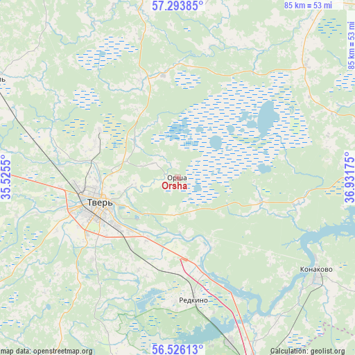 Orsha on map