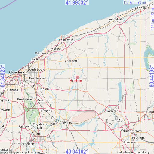 Burton on map