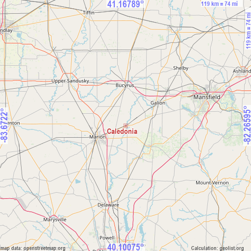 Caledonia on map