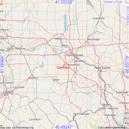 Canfield on map