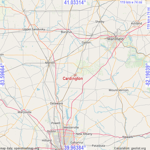 Cardington on map