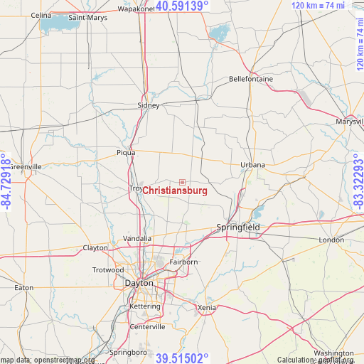 Christiansburg on map