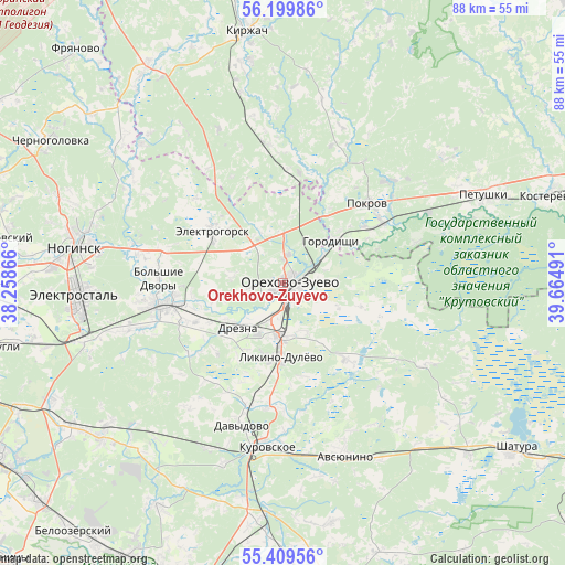 Orekhovo-Zuyevo on map