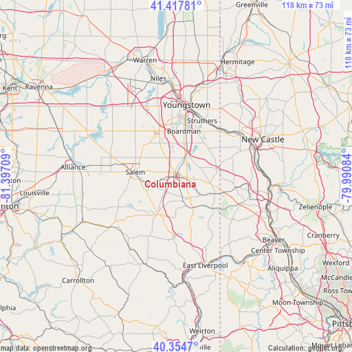 Columbiana on map